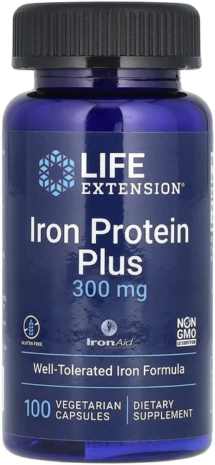 단백질 비타민 철분 마그내슘 칼슘 Life Extension 철분 단백질 플러스 IronAid 300mg 베지 캡슐 100정 고루고루섭취해주세요, 1개 - 쿠팡