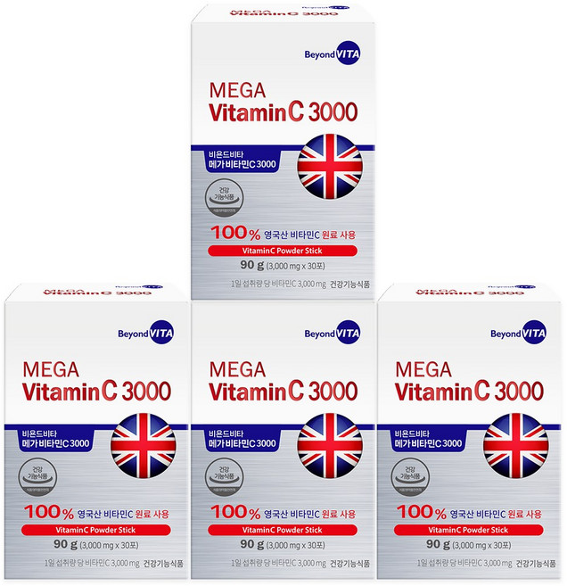 비욘드비타 영국산 메가 비타민C 3000, 30회분, 4개