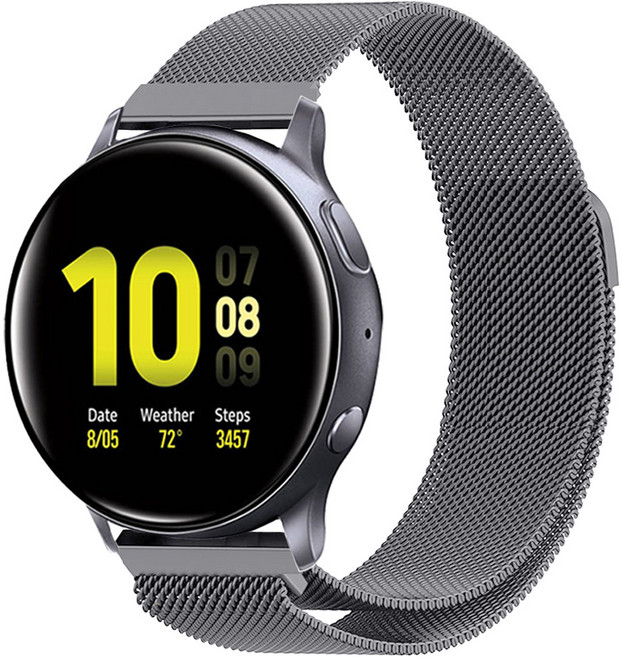 스페이스쉴드 갤럭시워치 액티브2 40mm 44mm 액티브1 호환 메탈 밴드 스트랩 밀리네즈루프 스틸, 1개, 딥그레이