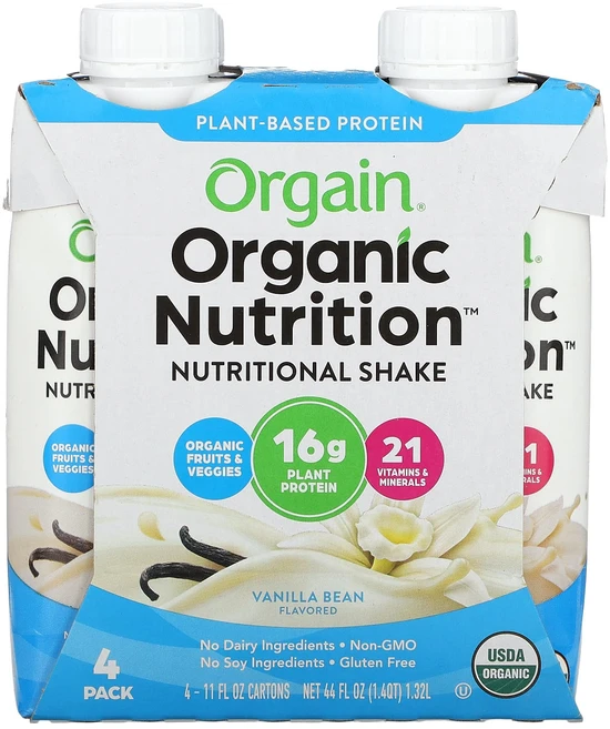 Orgain 뉴트리션 뉴트리셔널 쉐이크 바닐라 빈 4 팩 330ml 각각, 1개 - 쿠팡
