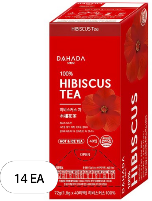 다하다 히비스커스차, 1.8g, 40개입, 14개