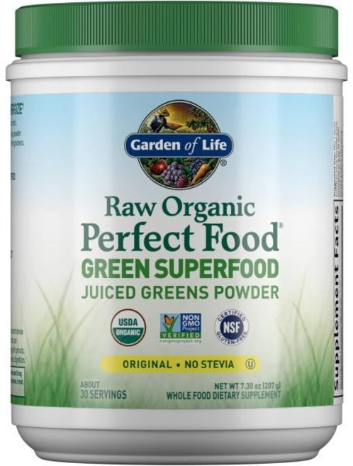 Garden of Life Raw Organic Perfect Food Green Superfood Juiced Greens Powder - 오리지널 스테비아 무첨가 30회 제, 1개, 207g - 쿠팡