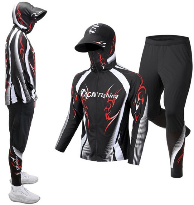 MCN 썬가드 후드 집업+조거 레깅스 낚시복 의류 세트 피버블랙, XL(105), L(100)