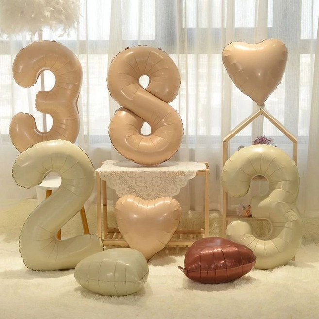 PARTY FUN 數字與愛心造型氣球組 派對裝飾氣球, 奶白色數字1, 1個