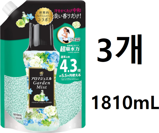 레노아 해피니스 아로마 쥬얼 파스텔 플로럴 & 블라썸, 3개, 1.81L