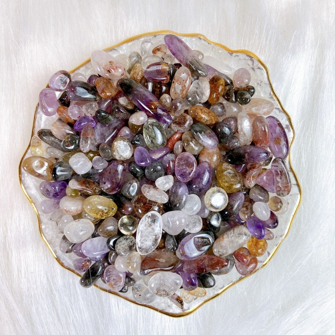 水晶專賣 高品 高頻水晶 消磁 淨化 脈輪修復 冥想 魚缸花盆造景, 1個, 極光23碎石/包