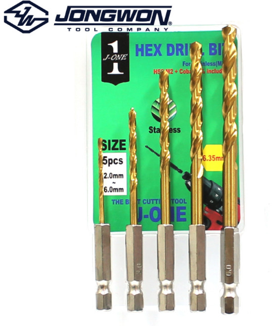 JW 종원 스텐용 드릴비트 5종 세트 2.0~6.0mm, 1세트