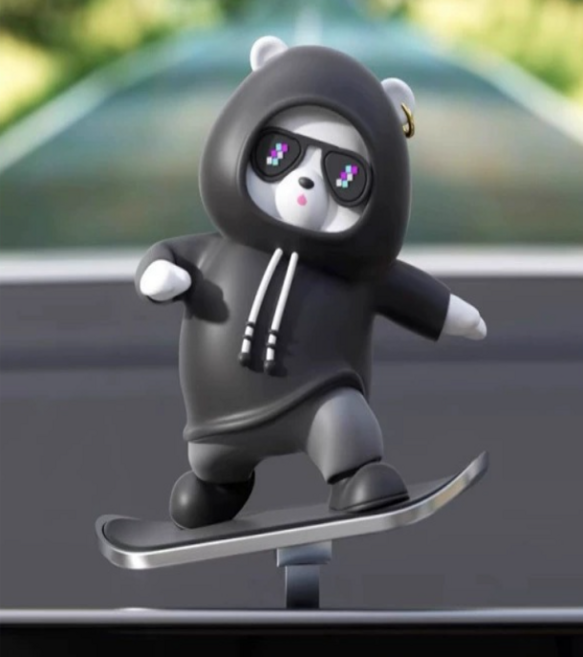 호두스토어 챠량용 자동차 대시보드 디스플레이 슬라이딩곰 인테리어 피규어, 1개, 디스플레이검정