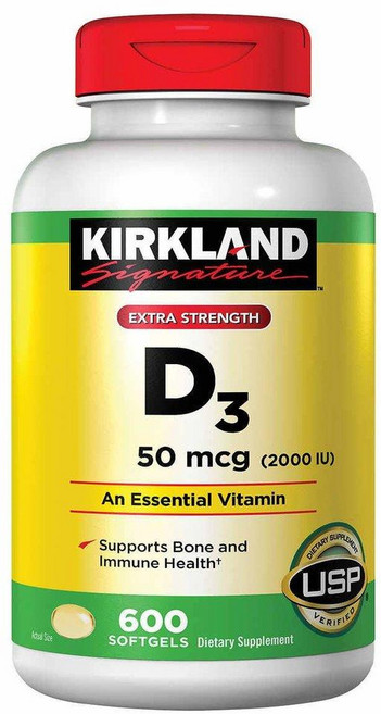 커클랜드 비타민D 2000IU 소프트젤 Kirkland Vitamin D3 50mcg Softgels, 600정, 1개