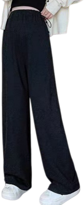 Makone 임부 솔리드 하이웨이스트 편안한 캐주얼 루즈핏 노턱 스트링 허리조절가능 슬렉스 바지