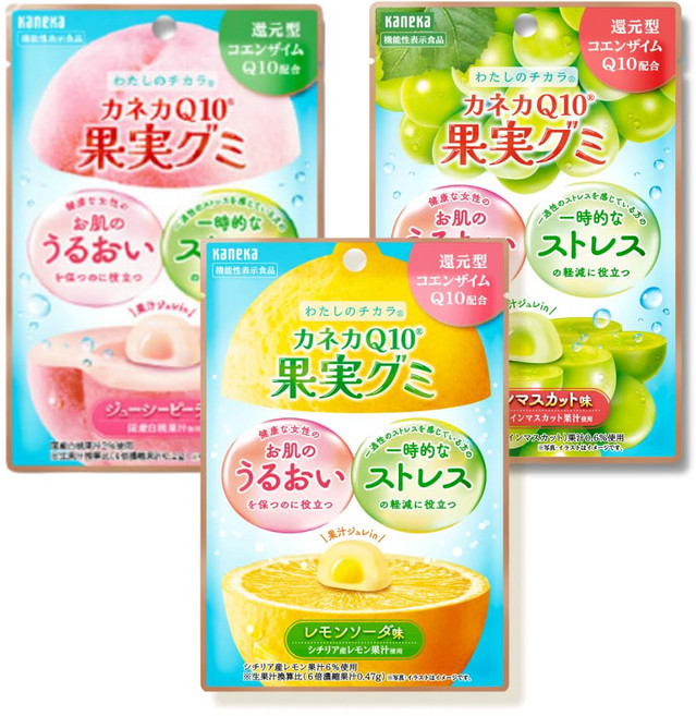 KANEKA 카네카 Q10 과일 젤리 40g x 15봉 복숭아 샤인머스캣 레몬소다 코엔자임Q10