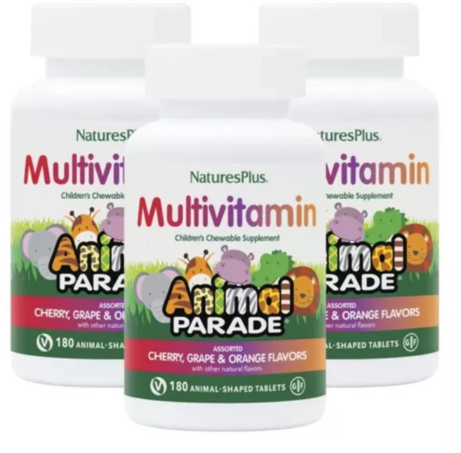 네이처스 플러스 애니멀 퍼레이드 키즈 츄어블 멀티비타민 180정 x3 - 쿠팡