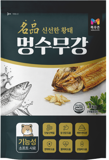 목우촌 펫 멍수무강 기능성 소프트 사료 전연령, 1개, 1kg, 황태