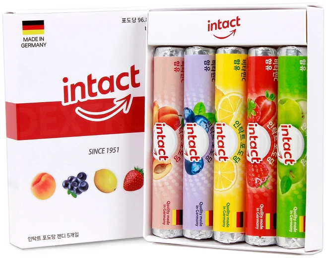 인탁트 포도당 캔디 선물세트 약국 독일 5가지맛, 220g, 1세트 - 쿠팡
