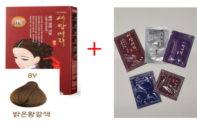 [새앙머리] 다빛헤어 컬러 새치염색약(60g+60g) 구매시 새앙머리상품 각종 샘플증정, 8Y/ 밝은황갈색, 120g, 1개