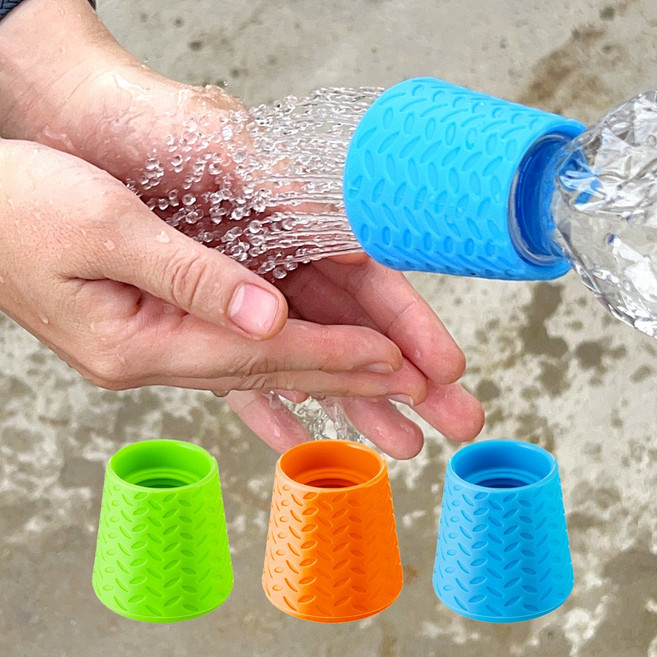 3종세트 이지유 휴대용 실리콘 페트병 샤워헤드 간이 물병 샤워기 야외 캠핑 차박 여행 펫샤워, 3개, 블루+오렌지+그린