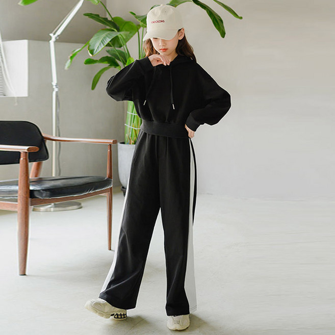 가을 주니어 와이드 크롭후드 상하세트