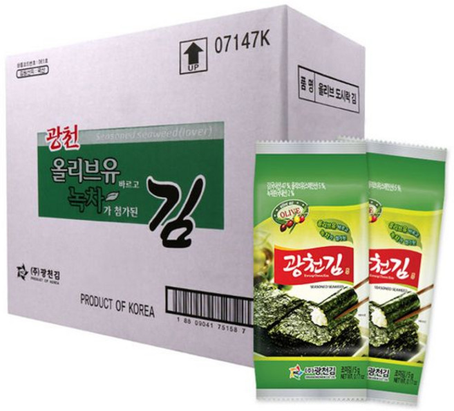 올리브 녹차 3단 도시락김, 72개, 5g