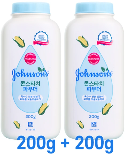 존슨즈 콘스타치 파우더 땀띠 땀띠분 보송피부 옥수수파우더, 400g, 1세트 - 쿠팡
