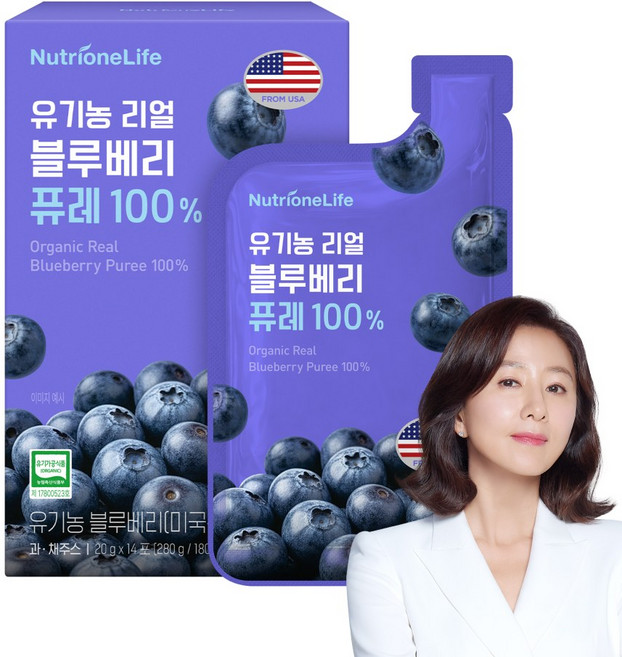 뉴트리원 유기농 리얼 블루베리 퓨레 100% 매일 한 스푼 항산화 루틴, 1박스, 14회분