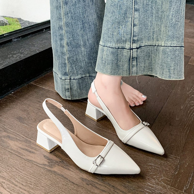 style dr 여성용 메리제인 슬링백 여성 미들굽 구두 펌프스 힐 5cm