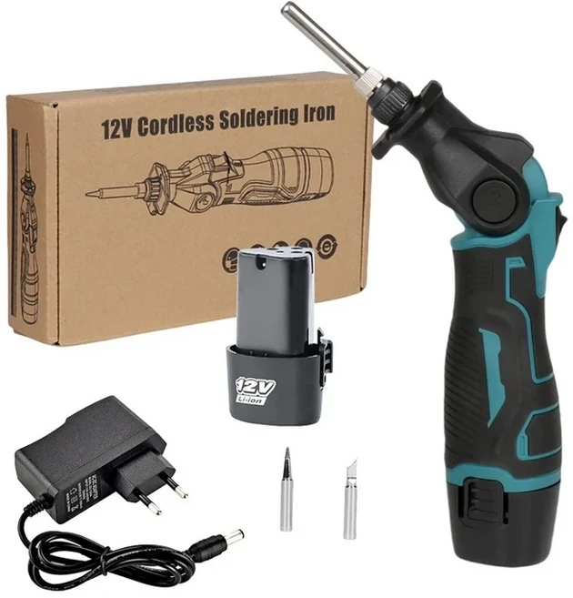 12V 리튬 이온 납땜 인두 휴대용 소형 일정 온도 총 배터리 및 EU 충전기가 포함된 무선 전동 공구, 01 1set
