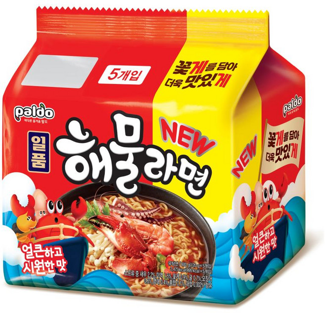 라면 멀티 면 팔도 해물라면 120gX5입 봉지라면, 5개