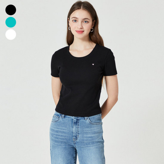 백화점정품 게스 반팔 티셔츠 커플티 선물 [게스(진)]여성 쁘띠삼각 반팔티 OO2K2474 기본티 게스기본티 면티 게스반팔 커플티[게스(진)]여성