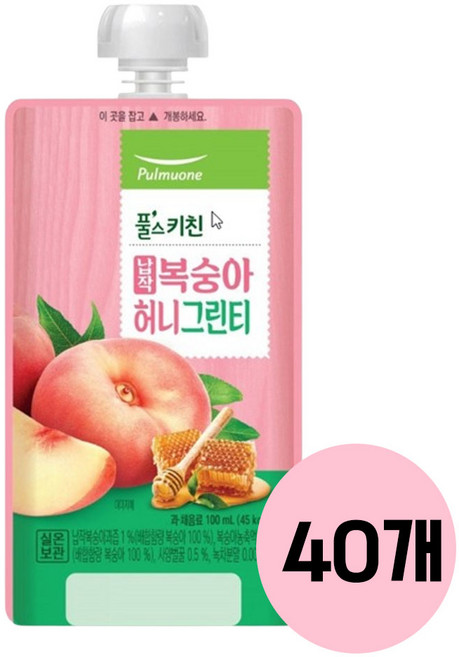 풀무원 풀스키친 납작복숭아 허니그린티, 40개, 100ml