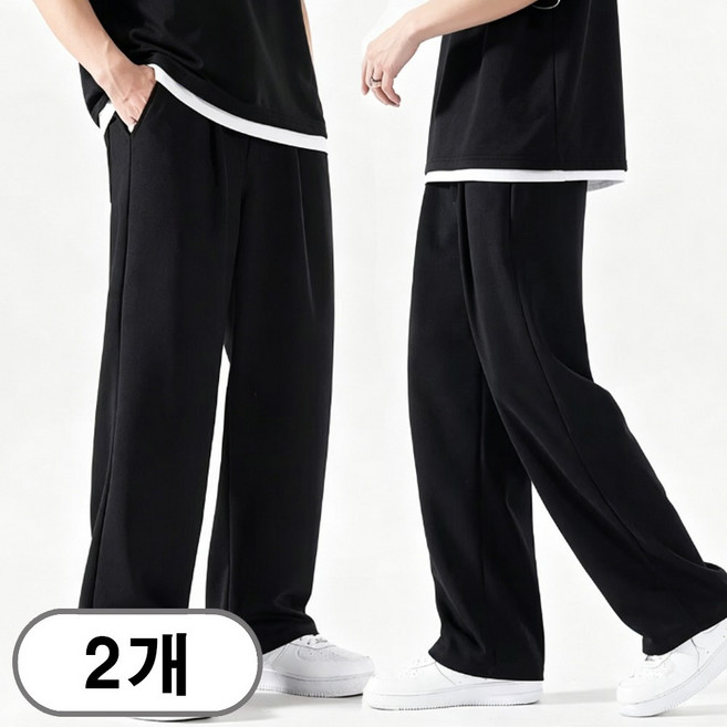 차쿠 1+1(2세트) 남녀 스트레이트 추리닝 일자 트레이닝바지 캐주얼 팬츠 작업바지 느슨한 슬랙스