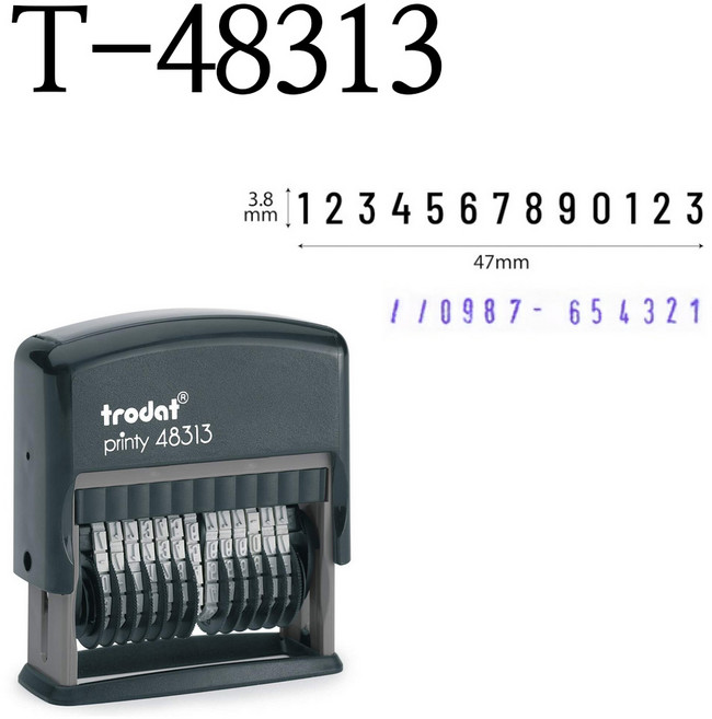 TRODAT 트로닷 T-48313 13단 넘버링 숫자도장 특수문자 포함, 1개, 적색
