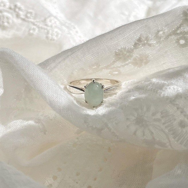 silver925 타원옥 올실버 반지 1color 난집 전체 은 천연 원석 링