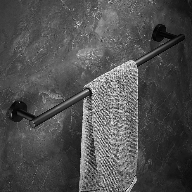 304 스테인리스 욕실 수건걸이 선반, 1개, 블랙 60cm 이중 설치