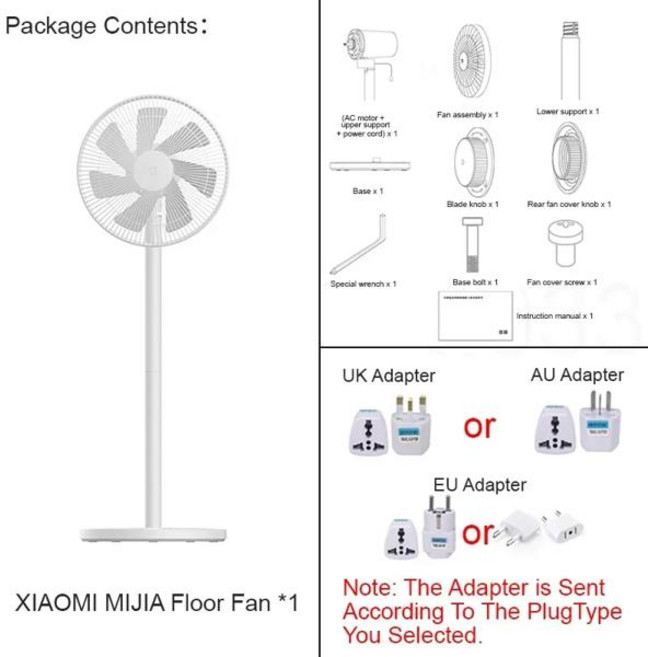 샤오미 미지아 스탠드 선풍기 - 스마트 제어 7엽 공기 흐름 바닥탁상 겸용, [02] AU, [01] XIAOMI Fans