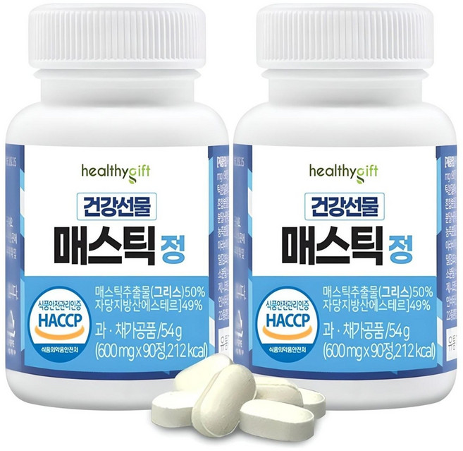 건강선물 매스틱 정 식약처 HACCP 인증 600mg, 54g, 2개
