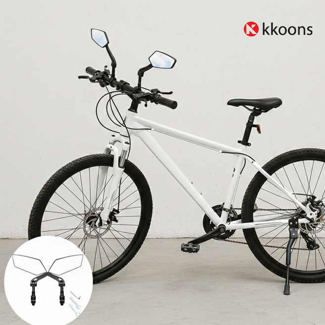 꾼스 360도회전 자전거 사이드미러 후사경 자전거 후방 거울 백미러, 1세트, 좌우세트+조립도구