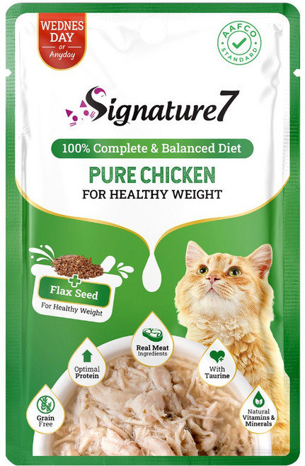 MOG&DOG Sigmature7 貓主食餐包 50g, 1個, 星期三 雞肉+亞麻籽