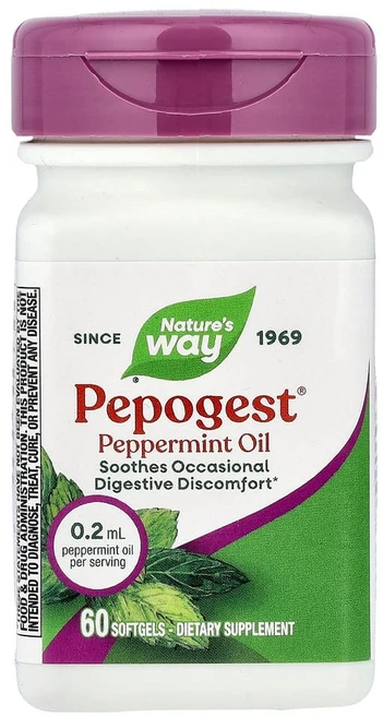 네이처스웨이 Pepogest 페퍼민트 오일 0.2mg 소프트젤 60정, 1개 - 쿠팡