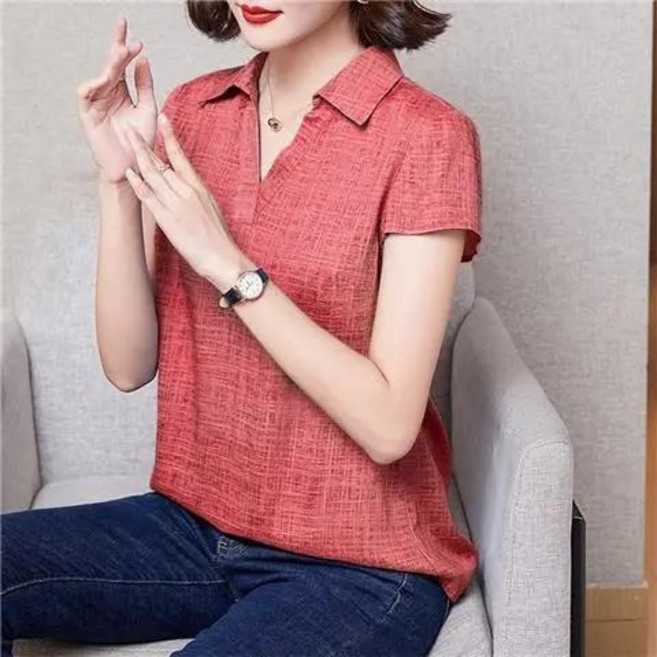 休閒棉麻襯衫女夏裝薄款寬鬆遮肚子顯瘦亞麻上衣