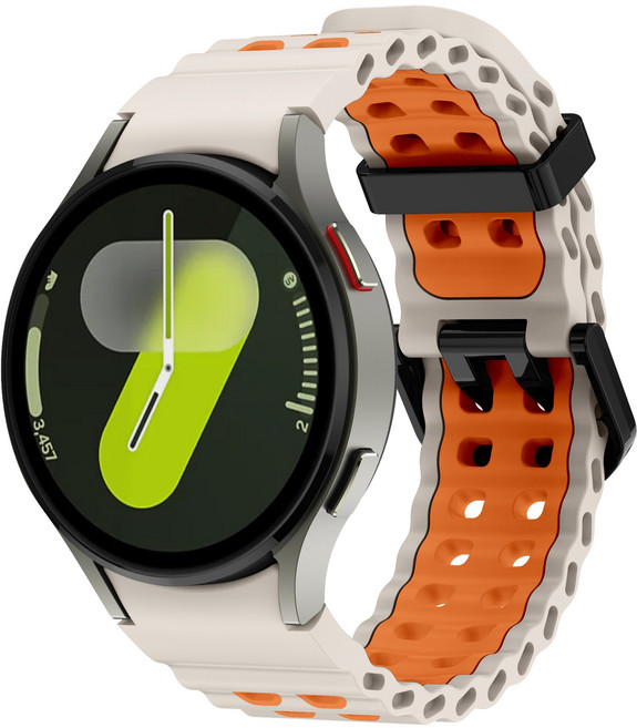 갤럭시워치 7 6 5 4 클래식 스트랩 방수성 스포츠 마린 밴드 40mm 44mm 45mm 43mm 47mm 42mm 46mm, 스타라이트/오렌지