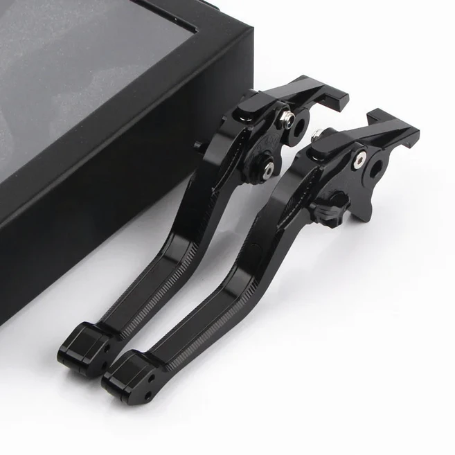 DUKE390 125 200 오토바이 3D 브레이크 클러치 레버 알루미늄 CNC 조정 가능한, 10 Black with LOGO