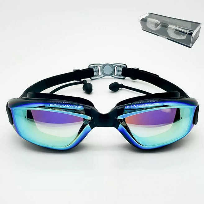 MJ21아쿠아X프로 미러 수경 김서림방지 안티포그 UV차단 수영용 고글, 스텔스 블랙 미러, 1개