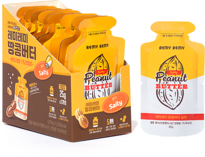 레미레미 짜먹는 땅콩버터 99% 솔티, 1박스, 250g