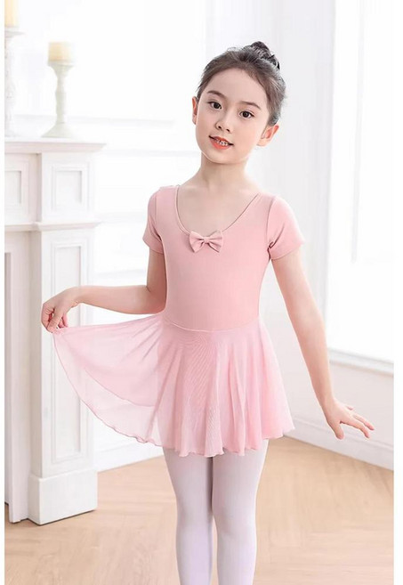 발레 댄스 레오타드 반팔 연습복 우아한 핑크 스커트 체조, 1개, 색상: 1. KB050 / 크기: B. 140 CM