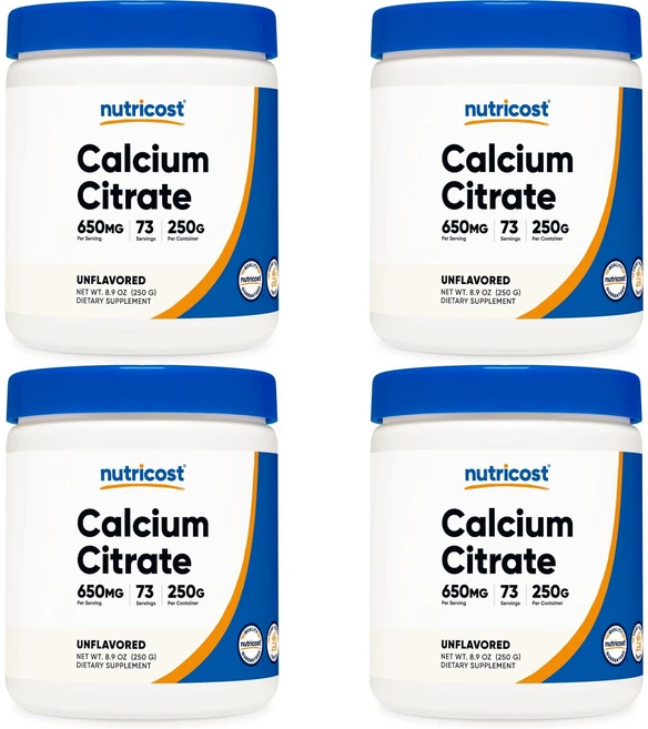 뉴트리코스트 고흡수 구연산 칼슘 시트레이트 파우더 무맛, 250g, 4개 - 쿠팡