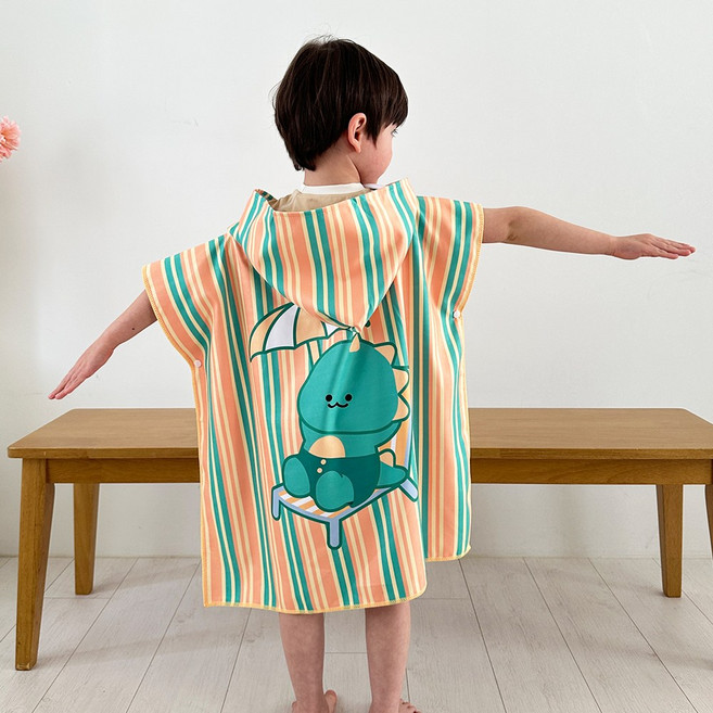 ECLL 스포츠 극세사 아동 비치 가운 후드 판초 타올