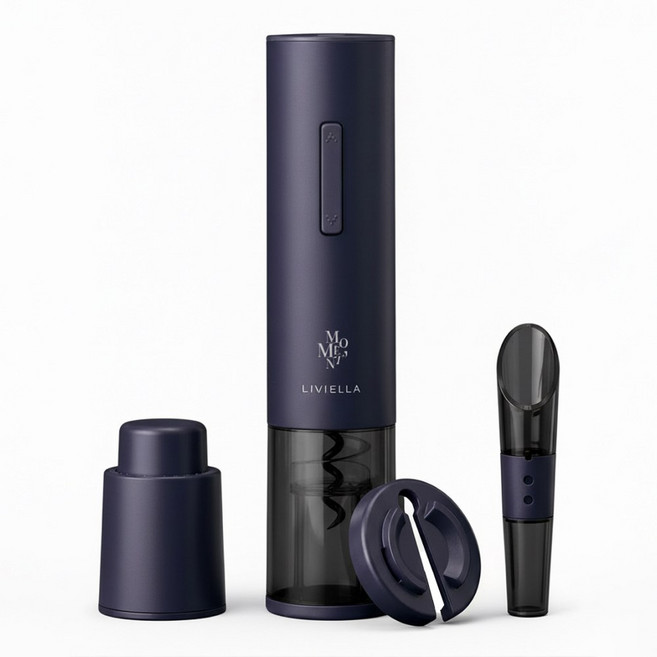 리비엘라 모먼트 충전식 전동 와인오프너 선물세트, 1세트, 미드나잇 퍼플