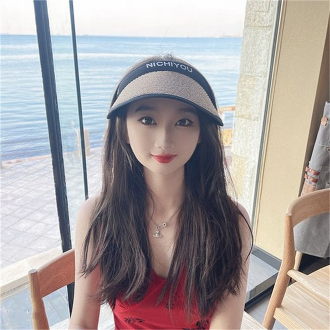 천하오 썬캡 여성 여름 밀짚모자 자외선 차단 모자 1+1