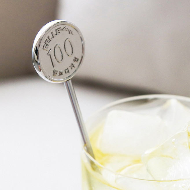 스텐304 주화 동전 실버 롱 머들러 티스푼 행운소품 커피스틱, 1개