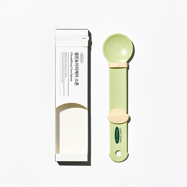 프로젝트21 클린&이지케어 스푼 고양이 강아지 간식 스푼 간식짜개, 1개, 그린